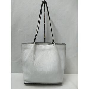 Talbot's White Leather Double Handle Tote Shoulder Bag